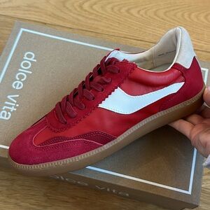 Dolce Vita Suede Notice Sneaker - Crimson/Cream Colorway NEW